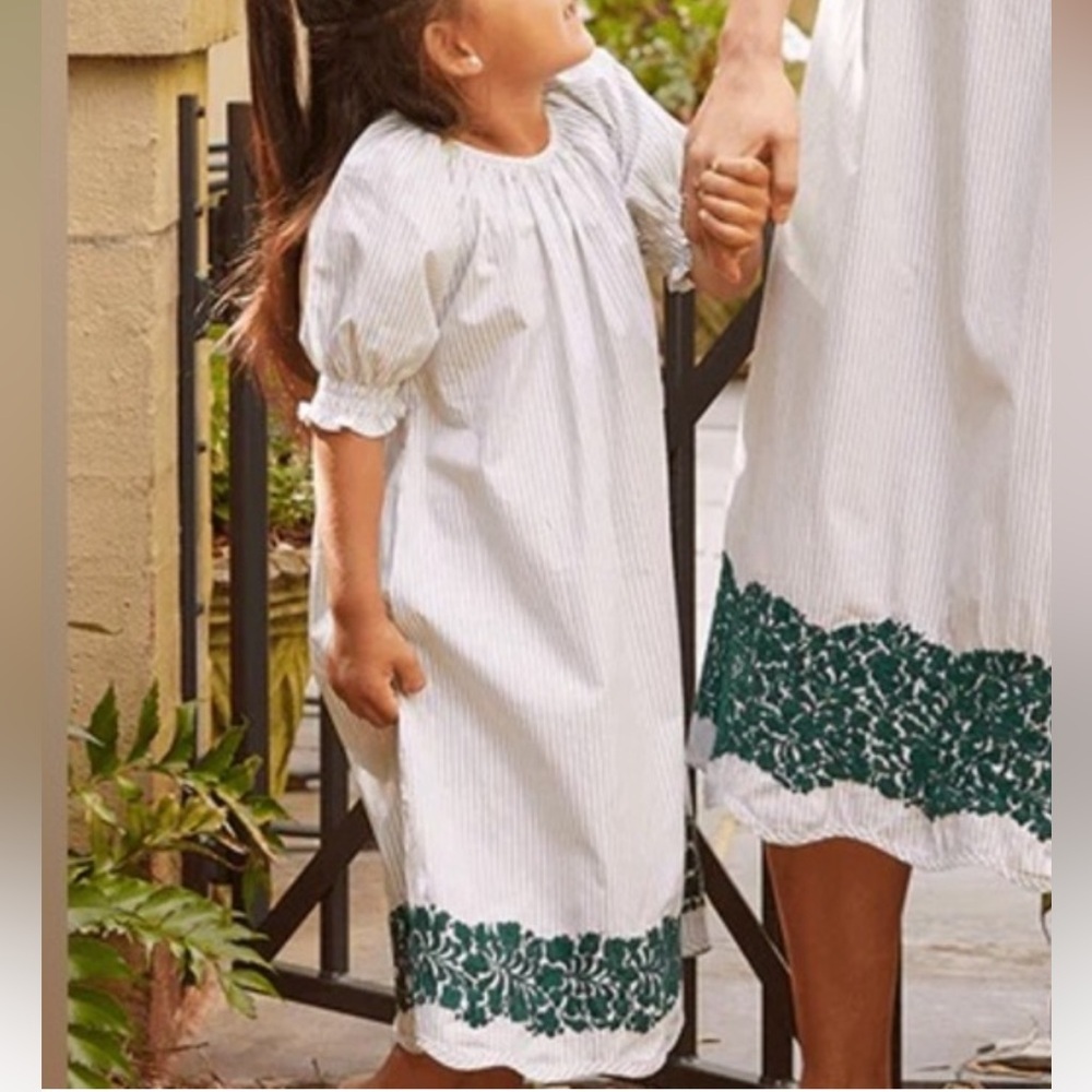 NWOT LAKE X Mi Golondrina Green Garland Embroidered Wave Morning Midi Dress
